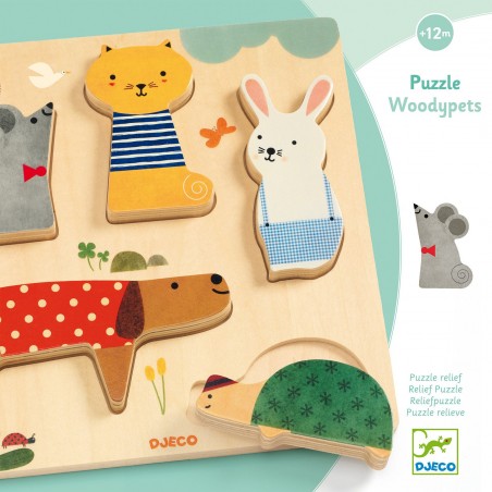 Puzzle Relief - Woodypets - Jeu de société - Djeco