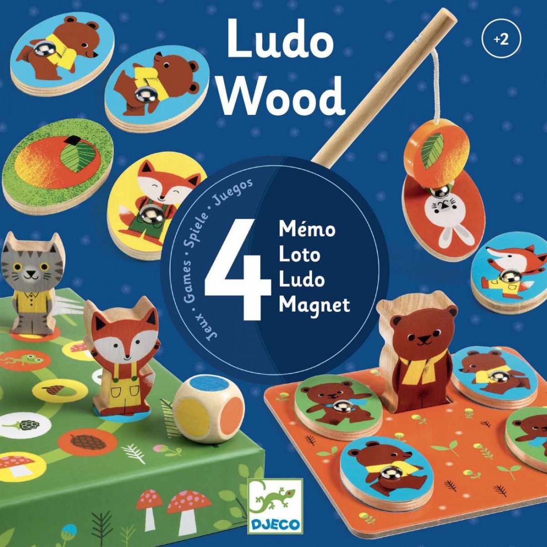 Coffret 4 jeux Ludo Wood - Un jeu - Djeco