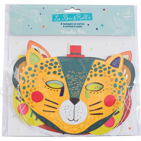 6 masques en carton jungle - Moulin Roty