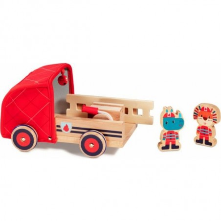 Camion de pompier en bois Marius le rhinocéros- Lilliputiens