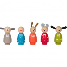 Set de 5 personnages en bois - La Grande Famille - Moulin Roty