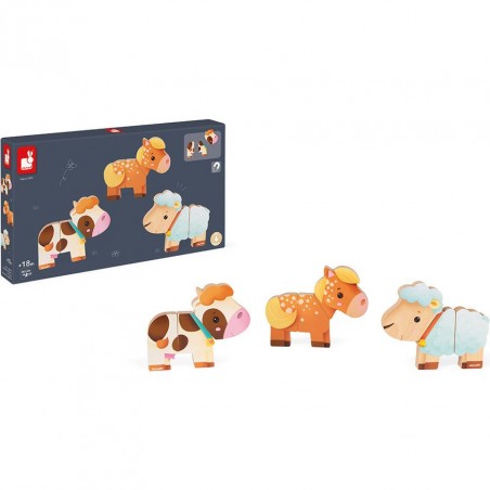 Magnets en bois Animaux de la ferme Janod
