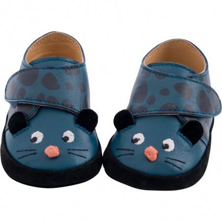 Chaussons Bleu Cuir Panthère 18-24 Mois Dans la Jungle - Moulin Roty