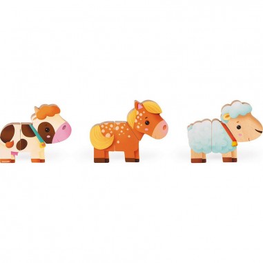Magnets en bois Animaux de la ferme Janod