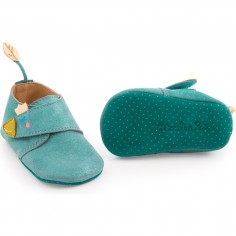 Chaussons cuir oie bleu Le voyage d'Olga 18/24 m - Moulin Roty 2