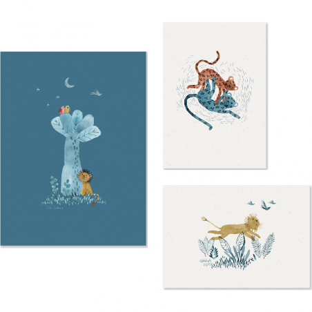 Set de 3 affiches Sous mon Baobab - Décoration - Moulin Roty