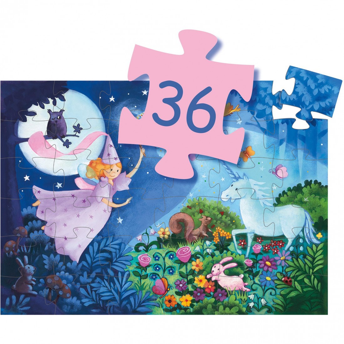 Puzzle 36 Pièces La Fée et La Licorne Djeco
