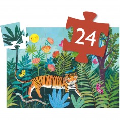Puzzle la balade du tigre - 24 pcs - Boite silhouette - Djeco 2