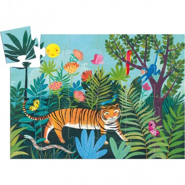Puzzle la balade du tigre - 24 pcs - Boite silhouette - Djeco