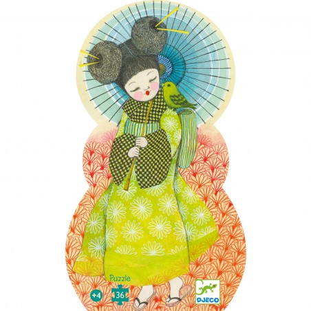 Puzzle Silhouette - Kokeshi – 36 Pièces - Jeux de société Enfants - Djeco