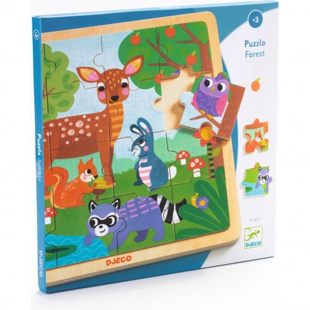 Puzzle cadre 16 pièces : puzzlo forest - Djeco