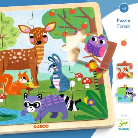 Puzzle cadre 16 pièces : puzzlo forest - Djeco