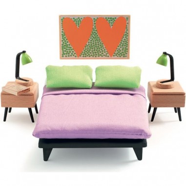 Accessoire maison de poupées : la chambre des parents - Djeco