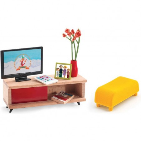 Mobilier pour maison de poupées : salon télévision - Djeco