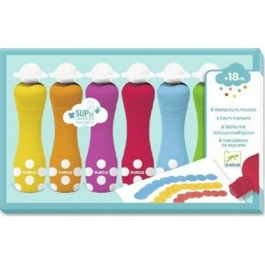 6 Marqueurs Mousse - Djeco 6 Marqueurs Mousse - Djeco