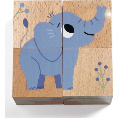 Cubes en Bois Puzzle Wild & Co Animaux Sauvages - Djeco