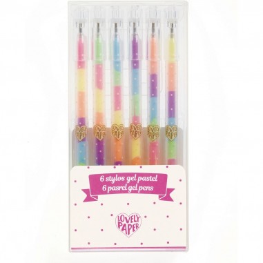 6 stylos gel pastel - Djeco - Lovely Paper By Djeco