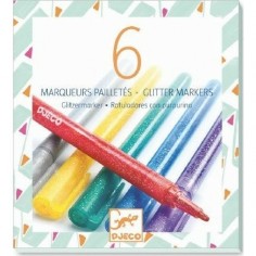 6 Marqueurs Métallisés Pailletés - Djeco 2