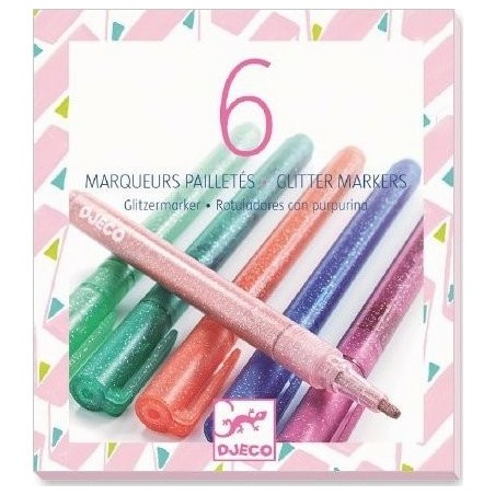 6 Marqueurs Métallisés Pailletés "Sweet" - Djeco