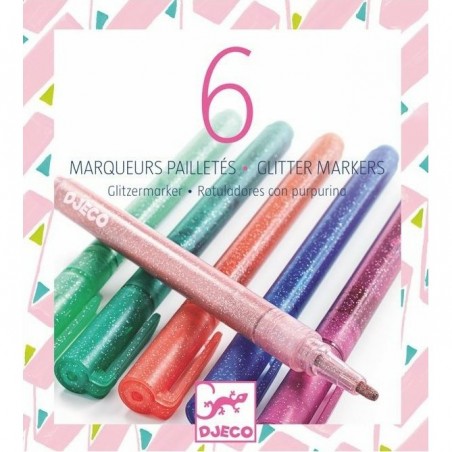 6 Marqueurs Métallisés Pailletés "Sweet" - Djeco