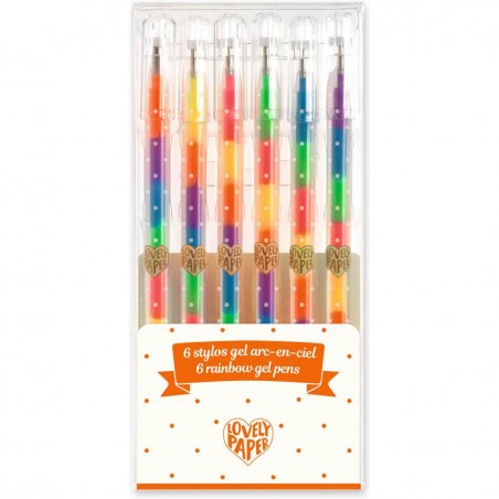 6 stylos gel arc-ciel - Papeterie enfant - Djeco