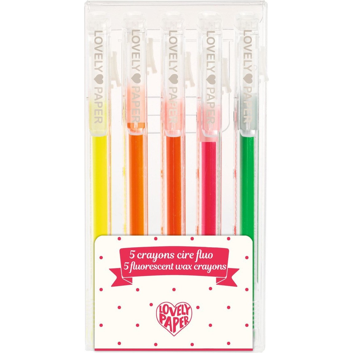 Lovely Paper By Djeco 5 crayons cire fluo Djeco