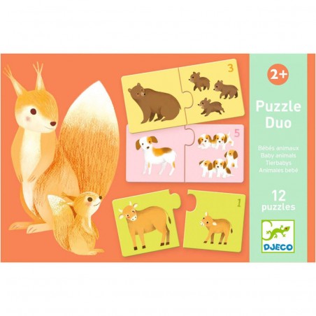 Puzzle duo Bébés animaux - Puzzle éducatif enfant - Djeco