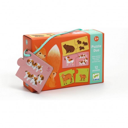 Puzzle duo Bébés animaux - Puzzle éducatif enfant - Djeco