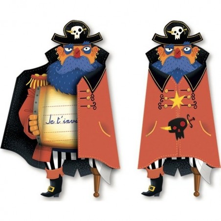 8 Cartes d'invitation Anniversaire Pirates