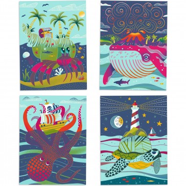 Cartes à gratter duo color Dessus-dessous - Activité créative - Djeco