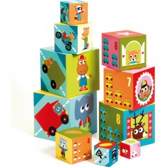 Cubes à empiler véhicules - jouet d'éveil enfant - Djeco 2