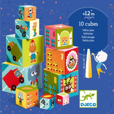 Cubes à empiler véhicules - jouet d'éveil enfant - Djeco
