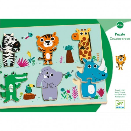 Coucou-croco 6 Puzzles à encastrement de 2 pièces - Djeco