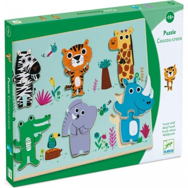Coucou-croco 6 Puzzles à encastrement de 2 pièces - Djeco
