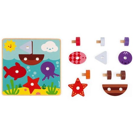 Jeu en bois à visser Janod - Animaux de la mer