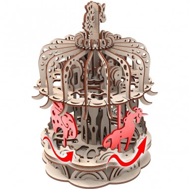 Maquette Carrousel mobile 3D en bois - Puzzle - Mr Playwood