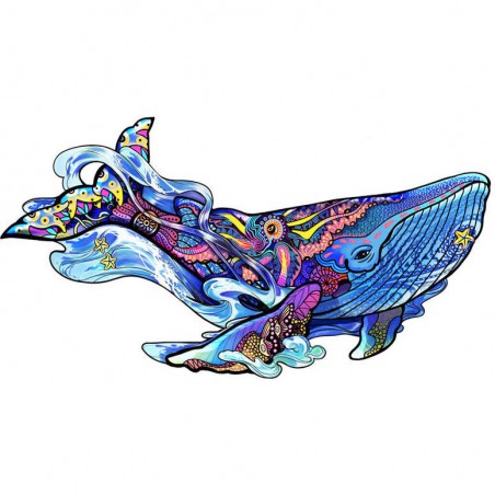 Rainbow Puzzle en bois - Baleine - 125 pièces - Jeux classiques - Gigamic