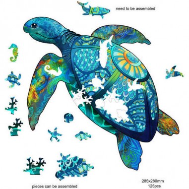 Rainbow Puzzle en bois - Tortue - 125 pièces - Jeux classiques - Gigamic