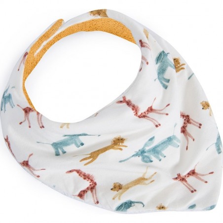 Bavoir bandana jaune "Sous mon Baobab" - Moulin Roty