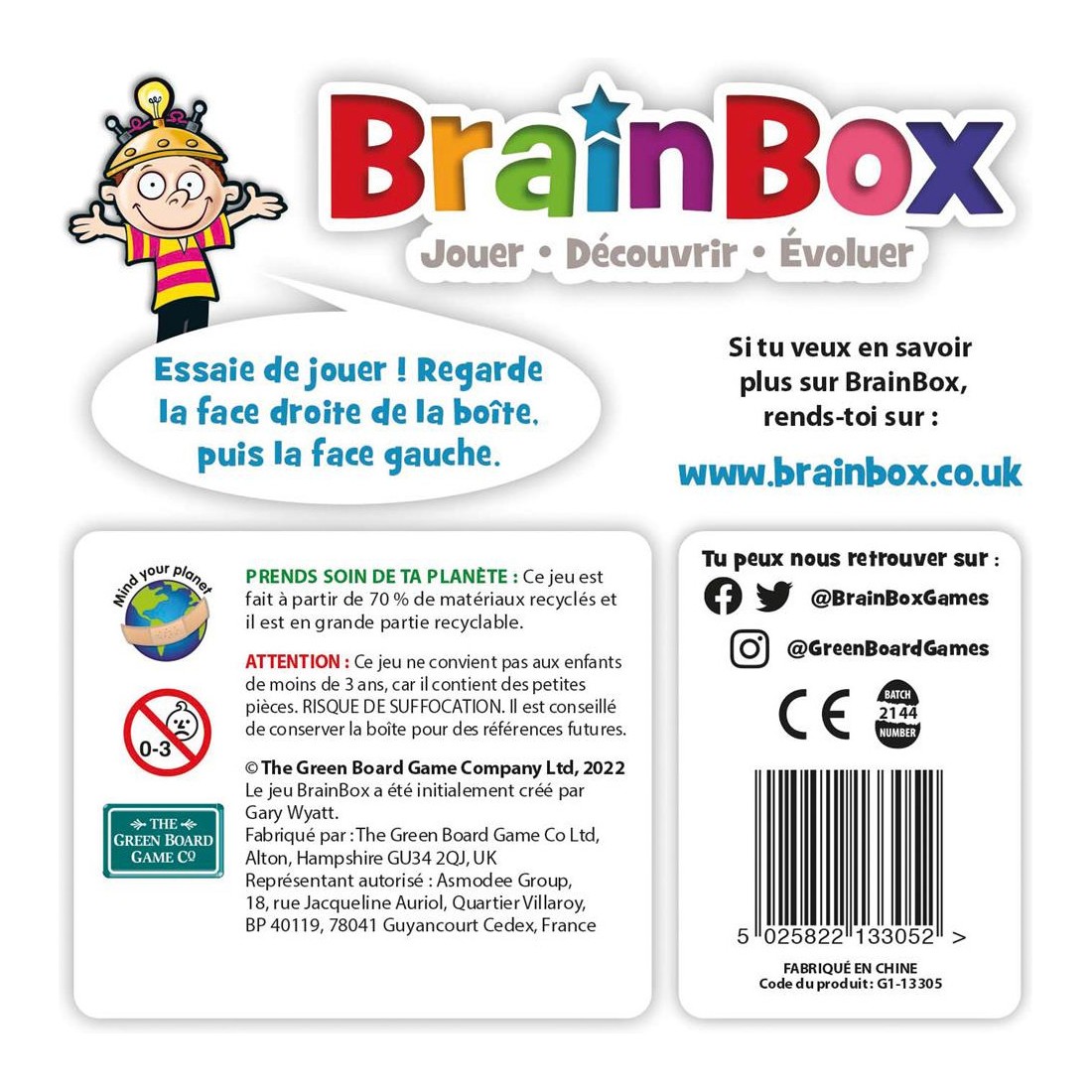 Brain Box - Voyage en France - Jeu de société - Green Board Game