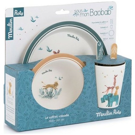 Set vaisselle Moulin Roty en bambou - Sous Mon Baobab