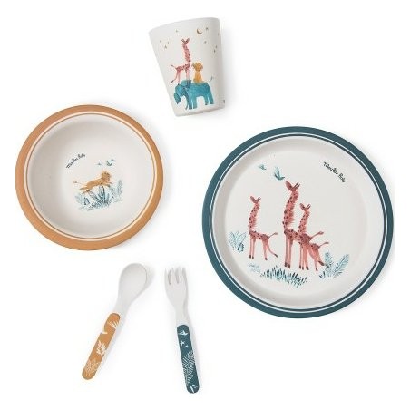 Set vaisselle Moulin Roty en bambou - Sous Mon Baobab