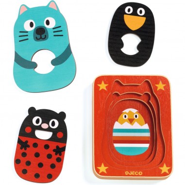 Puzzle 3 niveaux Max & Co - Puzzle en bois - Djeco