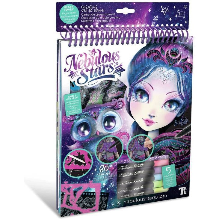 Nebulous Stars Carnet de croquis créatif Zentangle Black Pages 