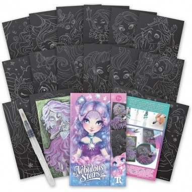 Aquarelles métalliques sur pages noires - Nebulous Stars