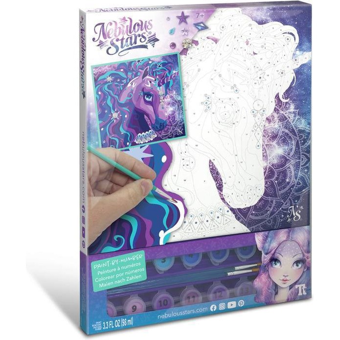 Nebulous Stars Peinture à numéros sur toile Nebulia et licorne