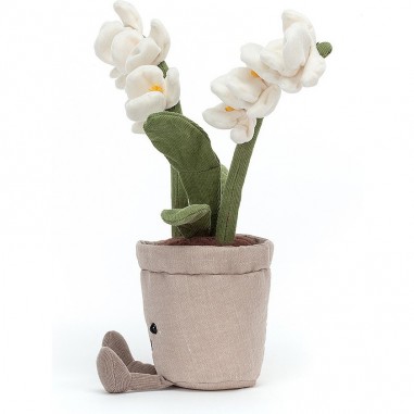 Peluche fleur orchidée crème dans son pot souriant - Jellycat
