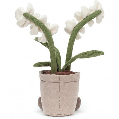 Peluche fleur orchidée crème dans son pot souriant - Jellycat