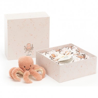 Coffret naissance pouple Odell rose lange + peluche - Jellycat