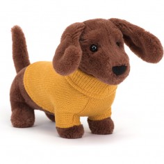 Peluche Chien Teckel Pull Jaune - Jellycat